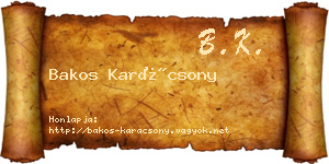 Bakos Karácsony névjegykártya